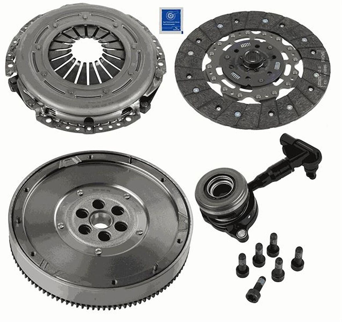 DEBRIYAJ SETI BASKI+BALATA+VOLAN+BILYA 4'LU KIT  REPSET DMF FOCUS III CB8 11-14 1.6 TDCI FOCUS IIII CEW 14- VOLVO C30 1.6D 10-12  S40 II 544 1.6 D2 V40 525. 526 D2 V50 545 1.6 D2 10-12 MAZDA III 08- MAZDA V 10- 1.6CD E5 - SACHS 2290 601 126